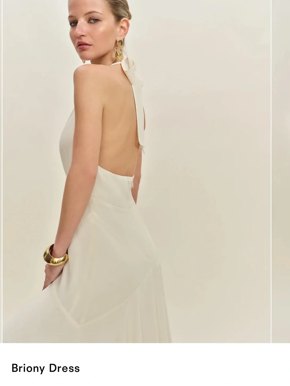 NWOT Reformation Briony Cream Halter Tie-Back Maxi Dress *Never Used* - Picture 2 of 7